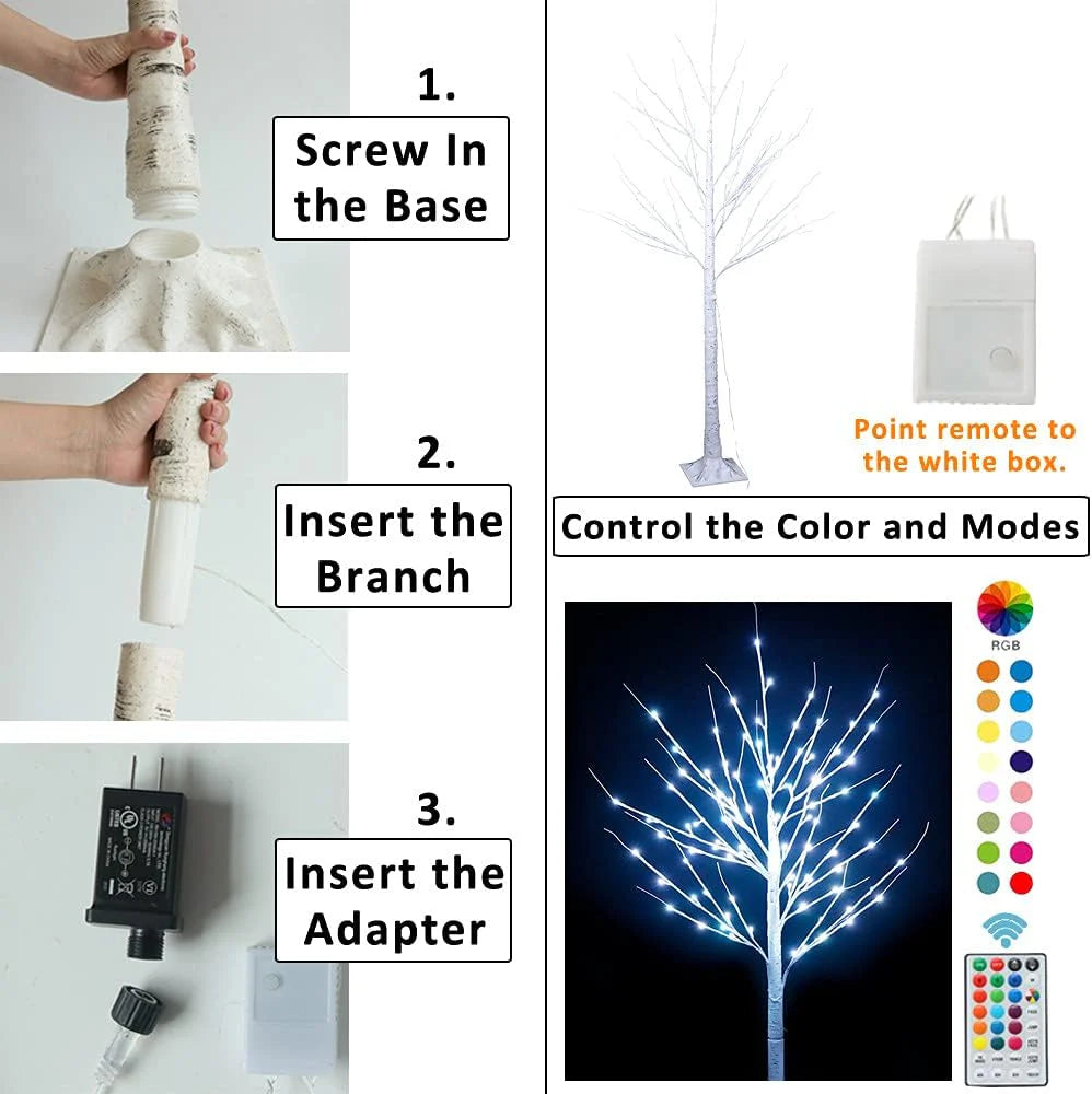 7ft 150 LED Colorful Birch Tree with Remote Control