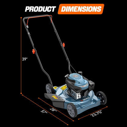 SENIX 20" Gas Lawn Mower with 4-Cycle Engine and Height Adjustment