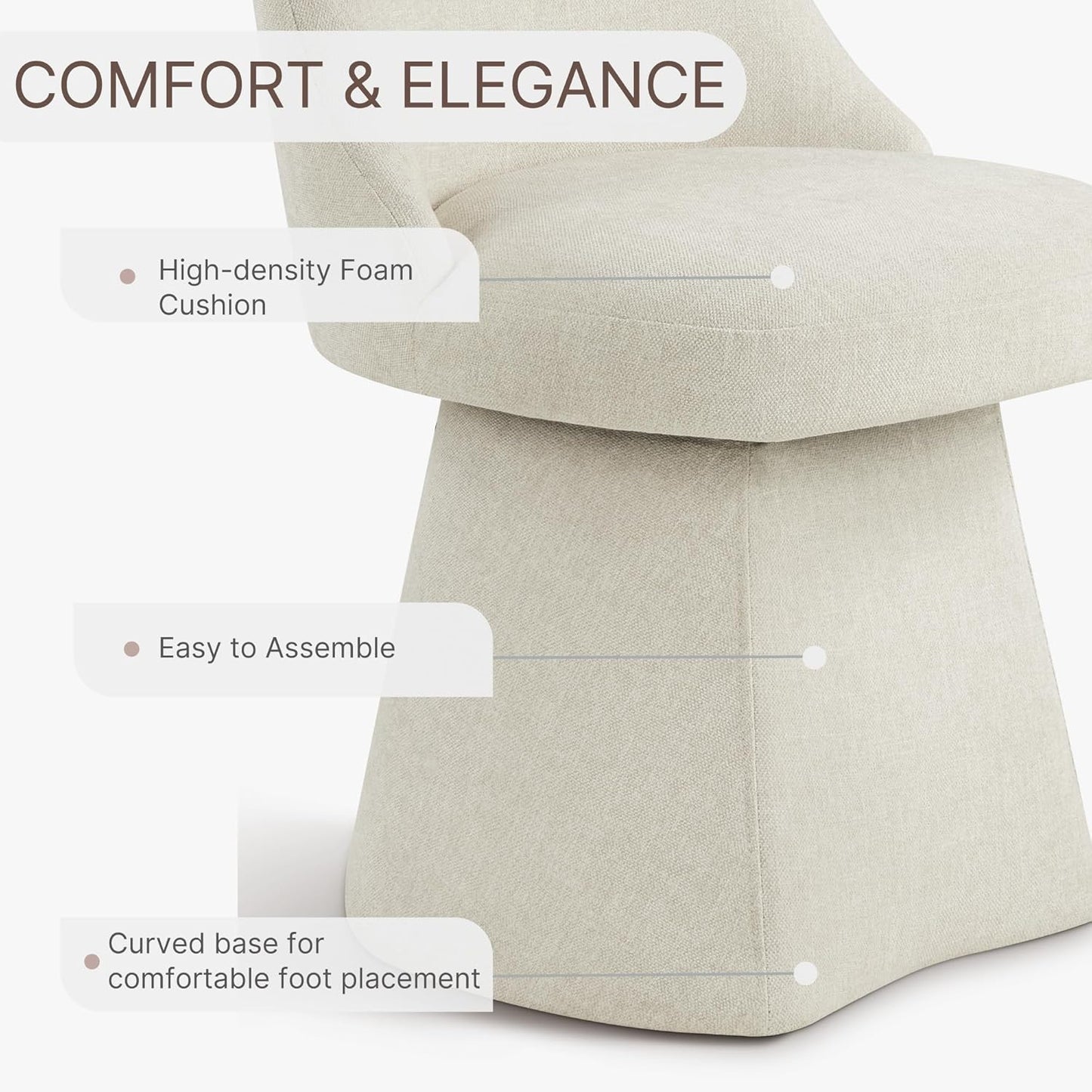 KISLOT Swivel Dining Chairs Set of 4, Upholstered Mid Century Modern Deskchair with High Back, Linen Fabric Kitchen Chairs for Dining Room, Bedroom, Dressing Room, Linen