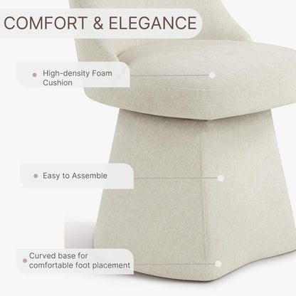 KISLOT Swivel Dining Chairs Set of 4, Upholstered Mid Century Modern Deskchair with High Back, Linen Fabric Kitchen Chairs for Dining Room, Bedroom, Dressing Room, Linen