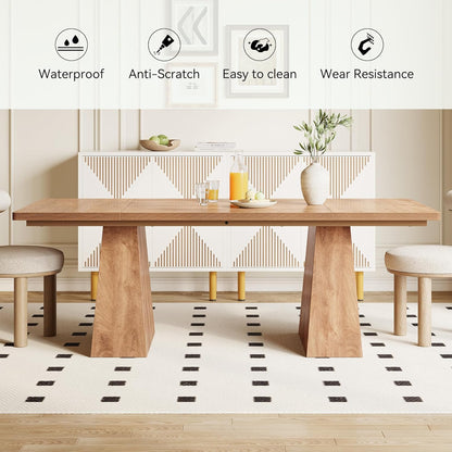 LITTLE TREE Dining Table for 6 People, Wooden Table, Rectangle Furniture with Heavy Duty Legs, Modern Kitchen Table for Home, Dining Room, Oak