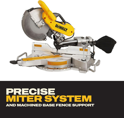DEWALT Miter Saw, 12 Inch Double Bevel Sliding Compound Miter Saw, Includes Blade Wrench and Clamp, Increased Crosscut Capacity, Powerful 3800 RPM Motor 15 Amp (DWS779)
