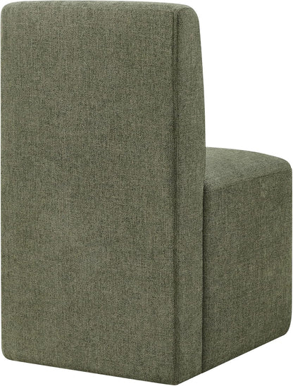CHITA Dining Chairs with Casters Set of 4, FSC Certified Upholstered Armless Modern Rolling Dining Chairs with Rollers for Bedroom Reading Room Living Room, Moss Green