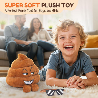 Farting Poop Plush Toy – Funny Poop Plush with 30 Hilarious Fart Sounds & Detachable Glasses, Perfect for Kids, Pets, Pranks, Gag Gifts, and Fun Decor for Home, Office & Parties