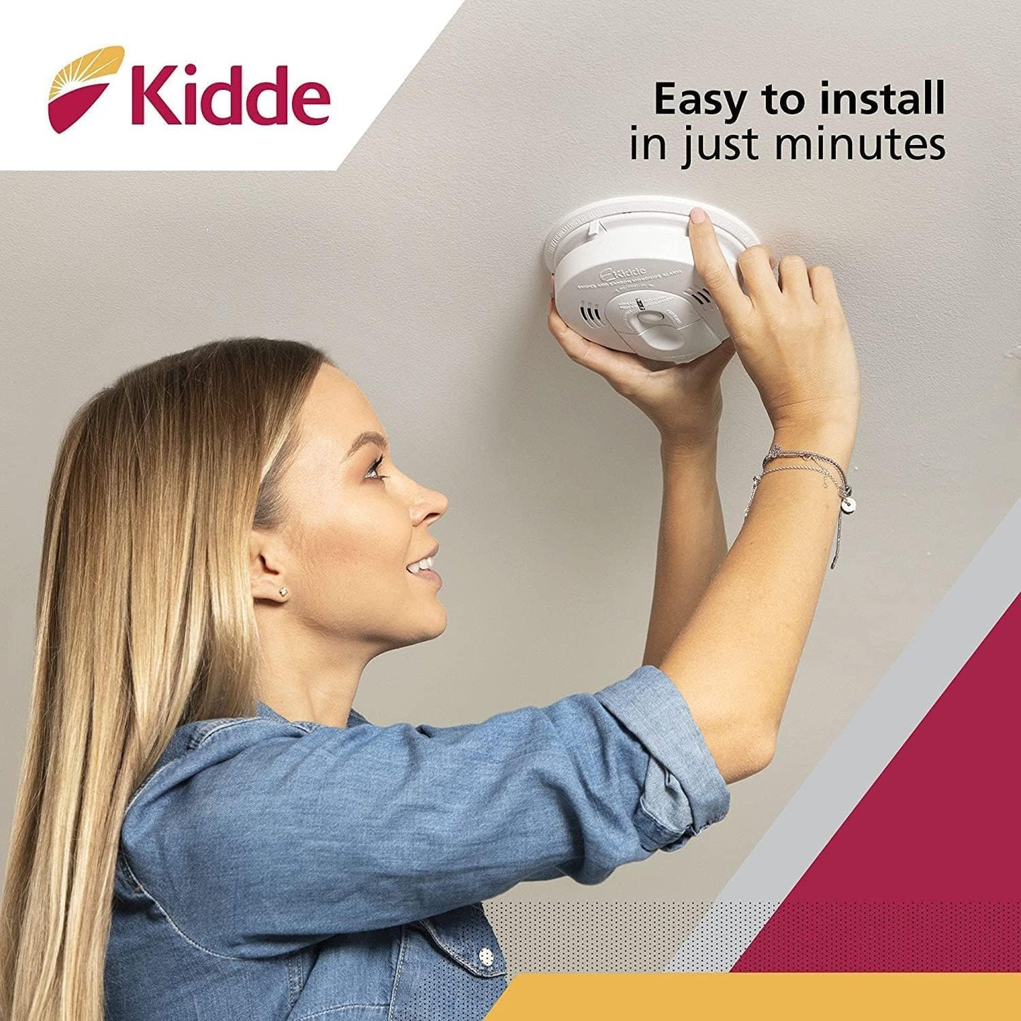 Kidde Smoke & Carbon Monoxide Detector, Hardwired, Interconnect Combination Smoke & CO Alarm with Battery Backup, Voice Alert, Pack of 2