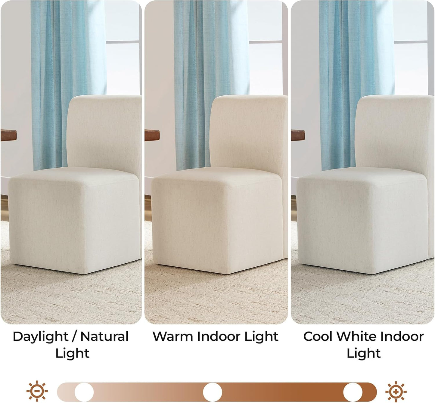 CHITA Dining Chairs with Casters Set of 4, FSC Certified Upholstered Armless Modern Rolling Dining Chairs with Rollers for Bedroom Reading Room Living Room, Linen