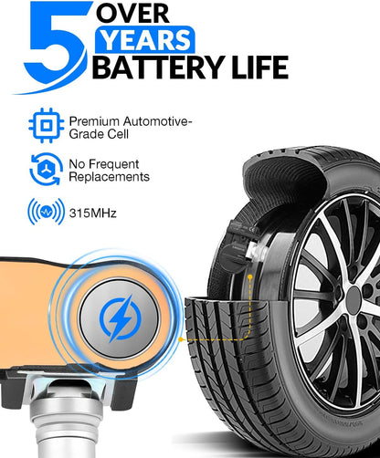 Pre-Programed Tire Pressure Sensor for:-Kia Optima Cadenza Forte Soul for:-Hyundai Accent Elantra Sonata for:-Genesis Coupe 2010-2016 315MHz TPMS Sensor 529332M000 (4 Pcs)