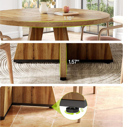 LITTLE TREE Round Dining Table for 4-6 People, 47 Inches Dining Room Table with Wooden Pedestal Base, Modern Dinner Table, Circle Kitchen Tables for Dining Room, Kitchen, Living Room(Table Only)