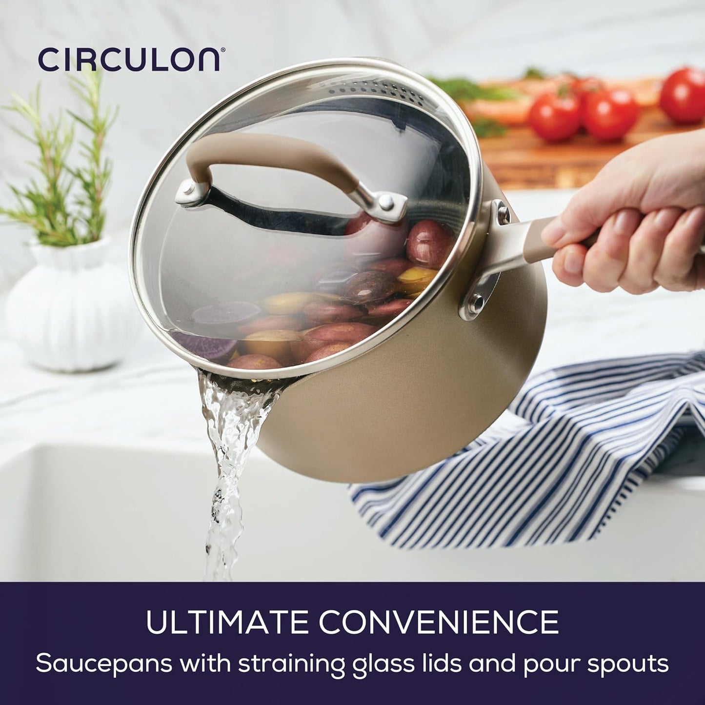 Circulon Premier Professional Hard Anodized Nonstick Cookware Induction Pots and Pans Set Nonstick, Home Essentials, 12-Piece, Bronze