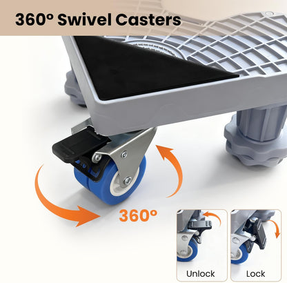 Mini Fridge Stand Mobile Base With 4 Locking Wheels And 8 Strong Feet 17-24.1 Inch, Heavy Duty Furniture Dolly for Washer, Mini Refrigerator and Dryer, Adjustable Mini Fridge Stand Washing Machine Stand Pedestal