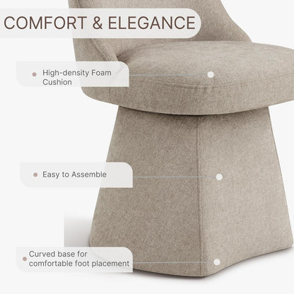 KISLOT Swivel Dining Chairs Set of 4, Upholstered Mid Century Modern Deskchair with High Back, Linen Fabric Kitchen Chairs for Dining Room, Bedroom, Dressing Room, Khaki