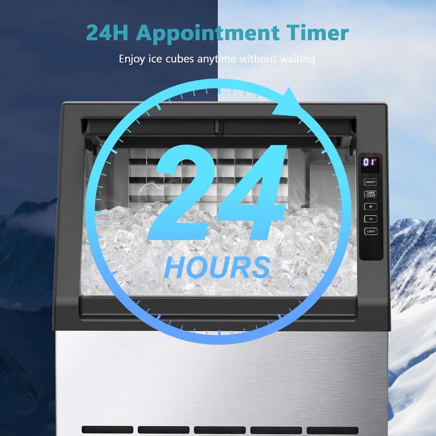 COWSAR Commercial Ice Maker Machine, Self-Cleaning Ice Machine for Home, Bar, Restaurant, Office and Outdoor .80Lbs/24H Freestanding Undercounter Ice Maker with 24Lbs Storage Capacity