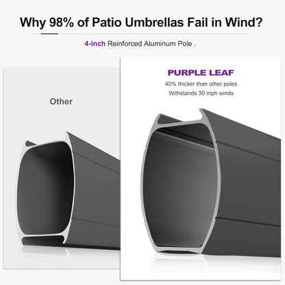 PURPLE LEAF 10' X 13' Cantilever Outdoor Umbrellas Large Patio Umbrella Hanging Double Top Rectangle Offset Umbrella with 360°Rotation Tilting Umbrella Outdoor Patio Taupe