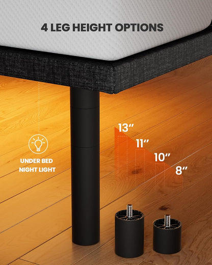 Amada Split King Adjustable Bed Frame with Massage, Adjustable Bed Base with 4 USB Ports & Under-Bed Nightlight, Head & Foot Incline, Electric Base with 4 Height Options, 01B-SK1