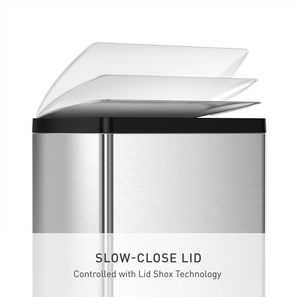 SIMPLEHUMAN 50L Rectangular Kitchen Step Trash Can, Stainless Steel