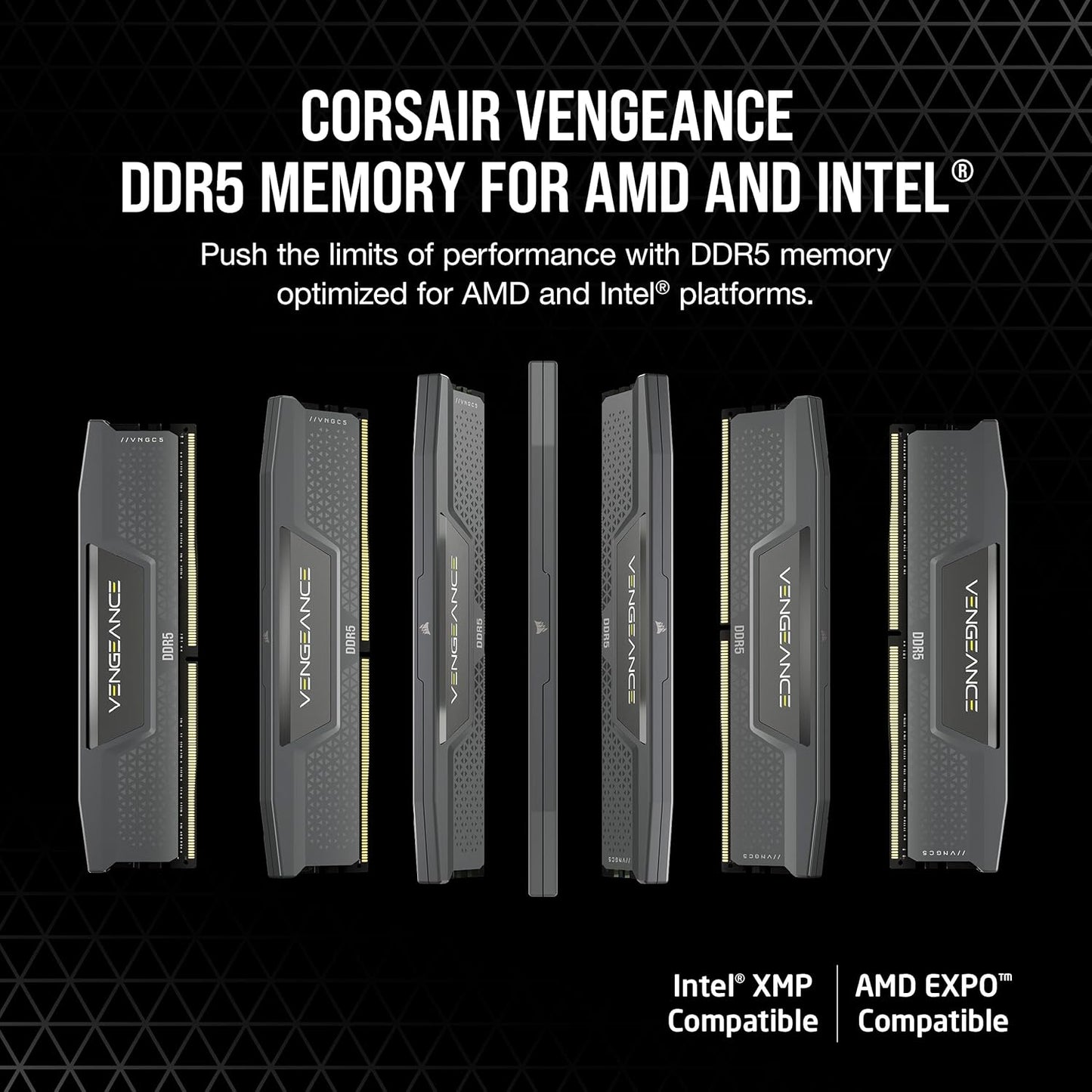 CORSAIR Vengeance DDR5 RAM 32GB (2x16GB) Up to 6000MHz CL30-36-36-76 1.40V AMD EXPO Intel XMP 3.0 Computer Memory – Grey (CMK32GX5M2B6000Z30)