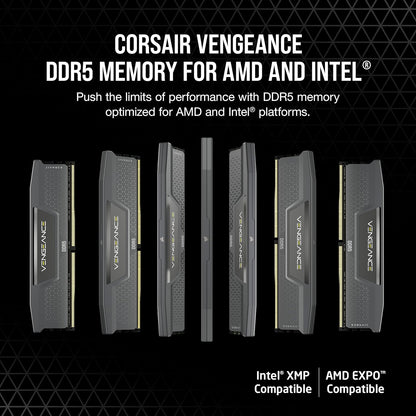 CORSAIR Vengeance DDR5 RAM 32GB (2x16GB) Up to 6000MHz CL30-36-36-76 1.40V AMD EXPO Intel XMP 3.0 Computer Memory – Grey (CMK32GX5M2B6000Z30)