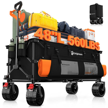 ORIGINSURE 48" Collapsible Wagon Cart - 560lbs Heavy Duty Utility