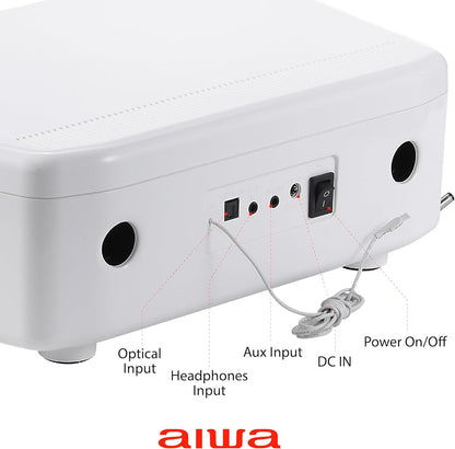 AIWA - Exos Home Speaker, Premium 30W RMS Sound System with CD Player, Bluetooth Connectivity, FM Radio, Optical Digital Input, Dual 1” Tweeters + Dual 2” Bass Units, IR Remote Control
