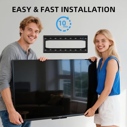 HOME VISION TV Wall Mount Fixed for Most 26-65 Inch Flat/Curved TVs with Max VESA 400X400mm up to 99Lbs Fits 16 Inch Wood Studs, Universal Low Profile Wall Mount TV Bracket, Space Saving HV8401