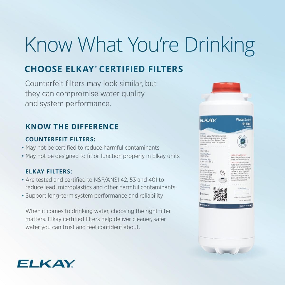 Elkay Genuine WaterSentry 51300C Lead + Microplastics NSF/ANSI Certified Filter (3-Pack)(Bottle Fillers)