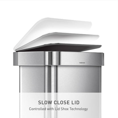 SIMPLEHUMAN 45L Hands-Free Kitchen Trash Can, Soft-Close Lid