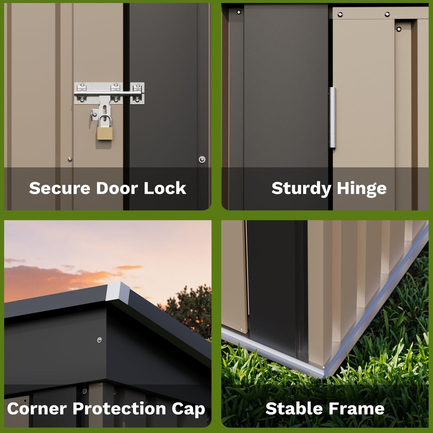 PATIOWELL 5x3 FT Outdoor Metal Storage Shed with Lockable Door