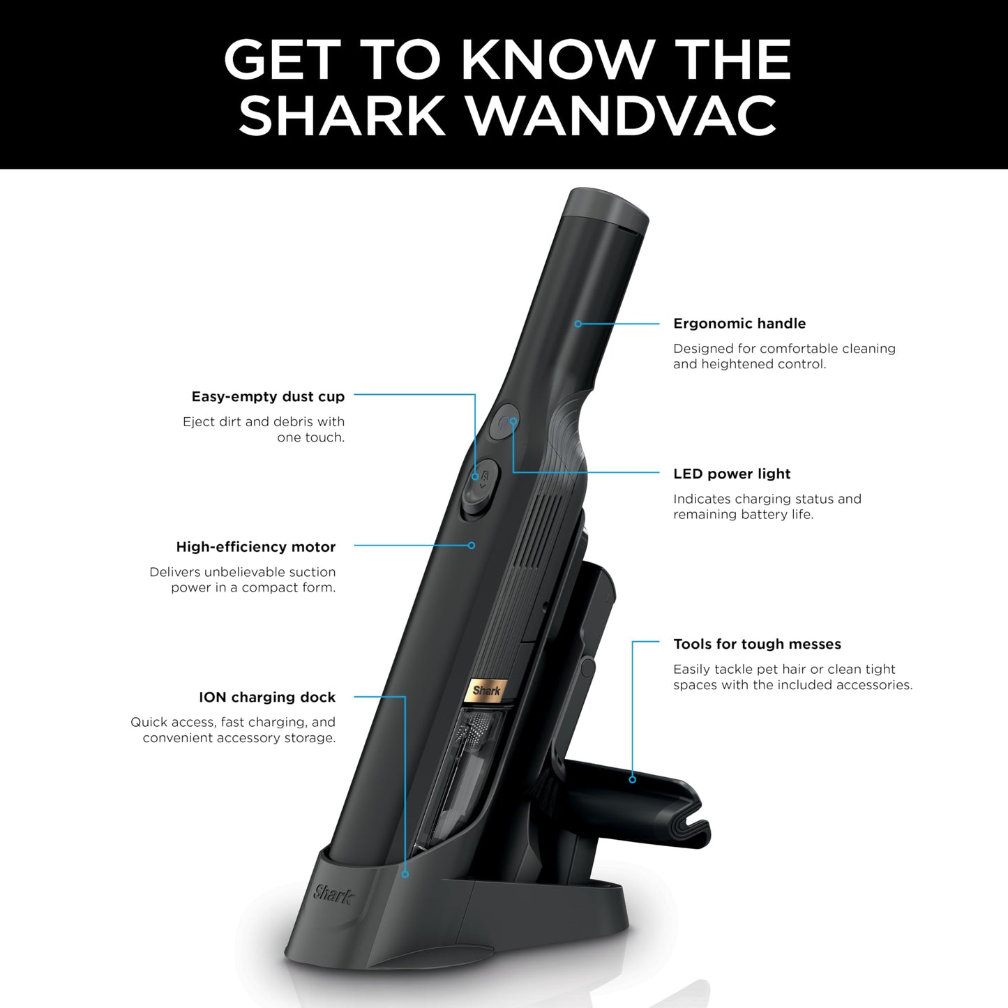 SHARK WANDVAC Cordless Hand Vac - Lightweight & Powerful