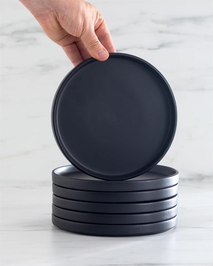 32 Piece Black Dinnerware Set for 8 | Matte Black Plates and Bowls Sets, Modern Stoneware Black Dishes Set | Scratch Resistant, Dishwasher & Microwave Safe | Matte Black Finish Ultra-Chic & Modern