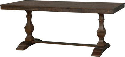 WAMPAT 74.8-inch Long Vintage Farmhouse Dining Table for 6-8 People,Sturdy Wooden Frame,Weathered Textured Tabletop,Solid Wood Double Pedestal Legs with T-Shaped Feet,Non-Extendable,Dark Walnut Brown