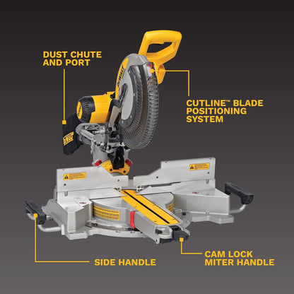 DEWALT Miter Saw, 12-inch Double Bevel Sliding Compound Miter Saw with XPS LED Shadow Light System, Includes Blade Wrench, Material Clamp and Dust Bag (DWS780)