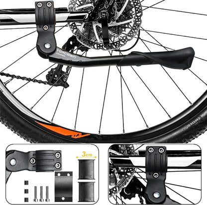 TOPCABIN Aluminum Alloy Bicycle Kickstand - Adjustable, Rear Side/Center Mount for Adult Bikes 24-29 inch (Black)