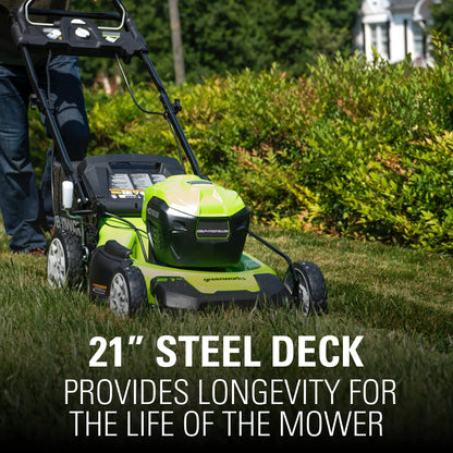 80V Cordless 21′′ Self-Propelled Brushless Lawn Mower | Greenworks