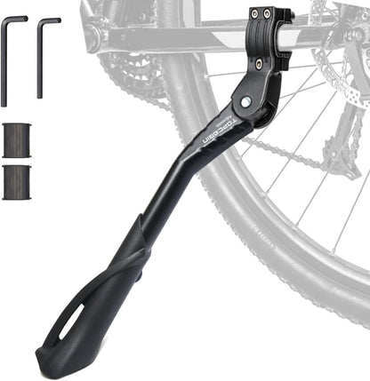 TOPCABIN Aluminum Alloy Bicycle Kickstand - Adjustable, Rear Side/Center Mount for Adult Bikes 24-29 inch (Black)